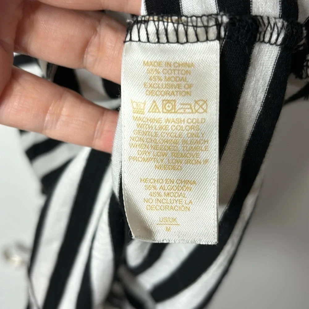 Kate Spade black and white striped racer back My Cherie Amour tank size M